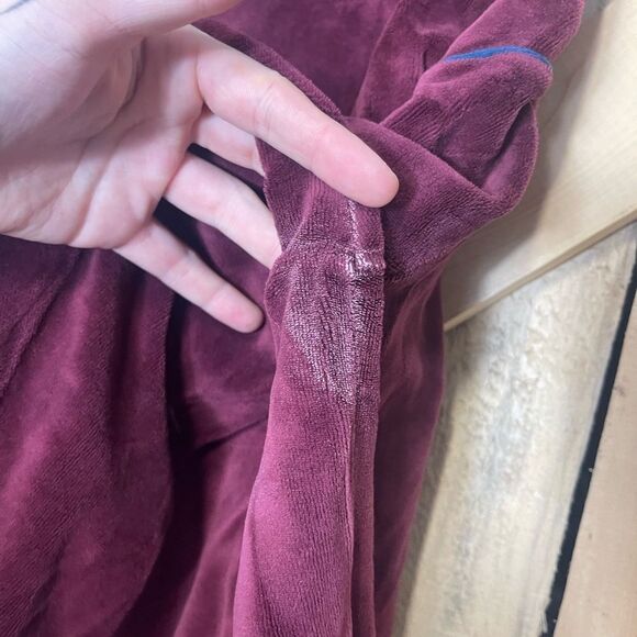 Vintage 70's Yves Saint Laurent YSL Maroon Velour Tracksuit Leisure Size Large - Picture 6 of 16